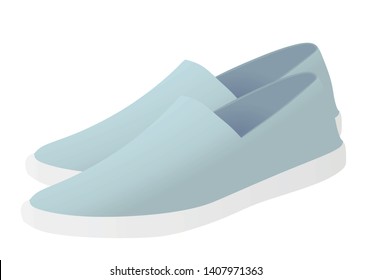 Blue loafer shoes. vector illustration