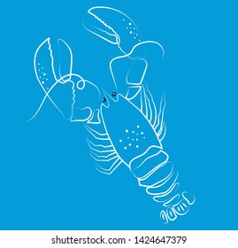 Blue lobster flat illustration design