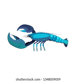 Blue lobster illustration. Mollusc, ocean, seafood. Nature concept. Vector illustration can be used for topics like sea animals, restaurant, eating