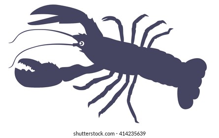 Blue lobster on white background. Vector Illustration