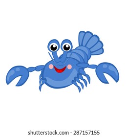 Blue lobster vector Funny sea animal cartoon character Happy crayfish Ocean animal, Crawfish Great for sea life illustration, t shirt stamp, animal, wildlife design