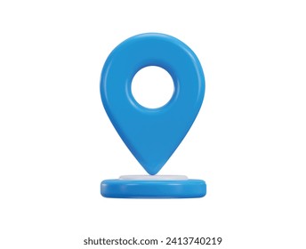ubicación azul icono 3d del puntero gps o de la ilustración del icono del vector del marcador de navegación
