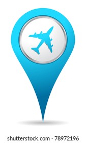 blue location airplane icon