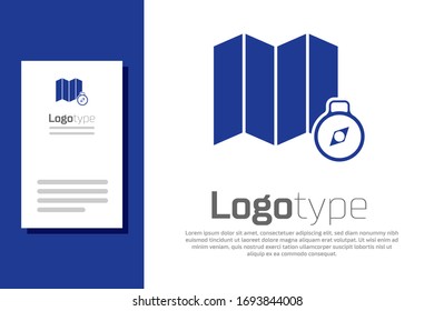 Blue Location of the forest on a map icon isolated on white background. Logo design template element. Vector Illustration