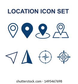 blue location icons set for UI and app designs 