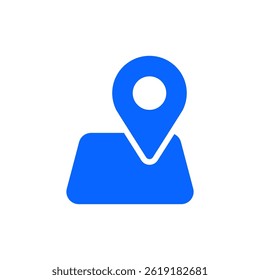 Blue location map icon for navigation, GPS services, travel apps, and online maps. Simple flat design, perfect for web, mobile, and digital marketing.