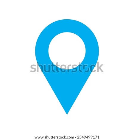 Blue location or map pin icon. Location mark, location symbol, location indicator or cursor. vector illustration.
