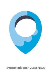 blue location mark over white