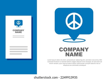 Blue Location peace icon isolated on white background. Hippie symbol of peace. Logo design template element. Vector