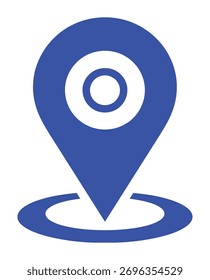 Icono azul del Pin de la Locación con los círculos concéntricos y el anillo en fondo blanco