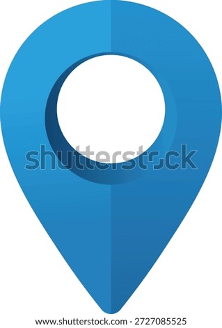Blue location pin with subtle shadow and gradient effect map marker navigation