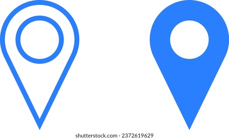 Blue Location Pointer Pin or You Are Here Marker Hotspot Symbol Sign Icon Set. Vector Image.