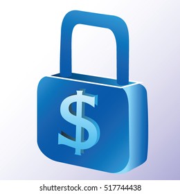 Blue lock with dollar symbol 
