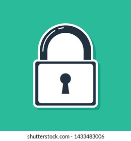 Blue Lock icon isolated on green background. Padlock sign. Security, safety, protection, privacy concept.  Vector Illustration