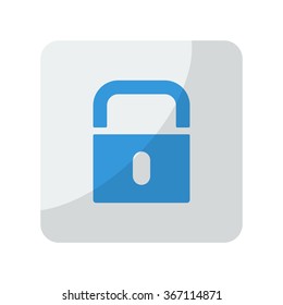 Blue Lock icon on grey rounded square button on white