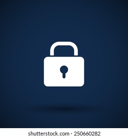 Blue lock icon with protection key password blocked privacy