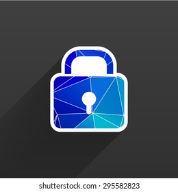 Blue lock icon with protection key password blocked privacy