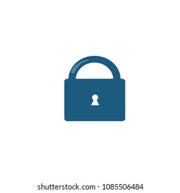 Blue lock icon,  safe symbol, retro padlock, vector illustration