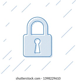 Blue Lock line icon isolated on white background. Closed padlock sign. Cyber security concept. Digital data protection. Safety safety. Vector Illustration