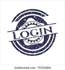 Blue Login grunge stamp