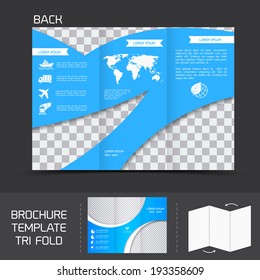 Blue logistics brochure leaflet tri-fold design back template vector illustration