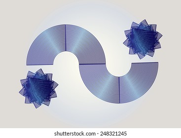 Blue logo with abstract gradient lines