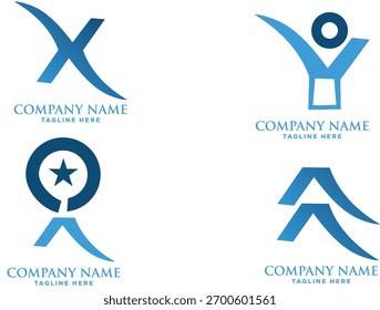 Blue logo branding design vector set