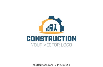 un logotipo azul para la construcción con un logotipo azul en él.
