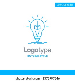 Blue Logo design for 3d Cube, idea, bulb, printing, box. Business Concept Brand Name Design and Place for Tagline. Creative Company Logo Template. Blue and Gray Color logo design 100% Editable Templat