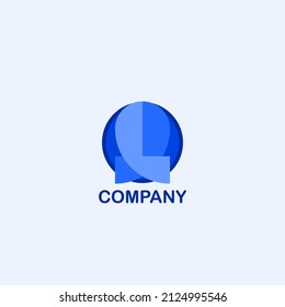 a blue logo design with abstract monogram