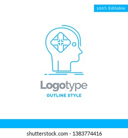 Blue Logo design for Advanced, cyber, future, human, mind. Business Concept Brand Name Design and Place for Tagline. Creative Company Logo Template. Blue and Gray Color logo design 100% Editable Templ