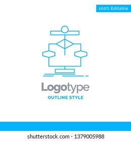 Blue Logo design for Algorithm, chart, data, diagram, flow. Business Concept Brand Name Design and Place for Tagline. Creative Company Logo Template. Blue and Gray Color logo design 100% Editable Temp