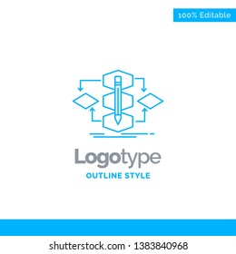 Blue Logo design for Algorithm, design, method, model, process. Business Concept Brand Name Design and Place for Tagline. Creative Company Logo Template. Blue and Gray Color logo design 100% Editable 