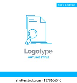 Blue Logo design for Analysis, document, file, find, page. Business Concept Brand Name Design and Place for Tagline. Creative Company Logo Template. Blue and Gray Color logo design 100% Editable Templ