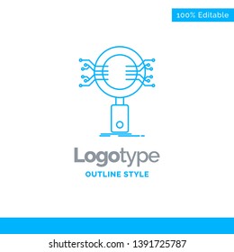 Blue Logo design for Analysis, Search, information, research, Security. Business Concept Brand Name Design and Place for Tagline. Creative Company Logo Template. Blue and Gray Color logo design 100% E