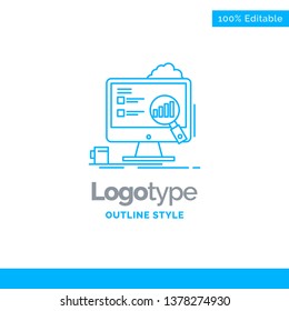 Blue Logo design for analytics, board, presentation, laptop, statistics. Business Concept Brand Name Design and Place for Tagline. Creative Company Logo Template. Blue and Gray Color logo design 100% 