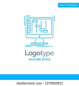 Blue Logo design for application, daw, digital, sequencer. Business Concept Brand Name Design and Place for Tagline. Creative Company Logo Template. Blue and Gray Color logo design 100% Edita