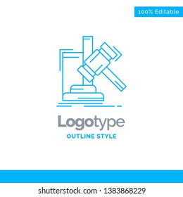Blue Logo design for Auction, gavel, hammer, judgement, law. Business Concept Brand Name Design and Place for Tagline. Creative Company Logo Template. Blue and Gray Color logo design 100% Editable Tem