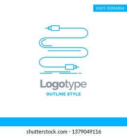 Blue Logo design for audio, cable, cord, sound, wire. Business Concept Brand Name Design and Place for Tagline. Creative Company Logo Template. Blue and Gray Color logo design 100% Editable Template.