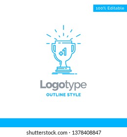 Blue Logo design for award, trophy, win, prize, first. Business Concept Brand Name Design and Place for Tagline. Creative Company Logo Template. Blue and Gray Color logo design 100% Editable Template.