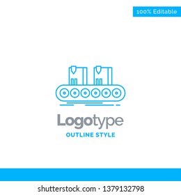 Blue Logo design for Belt, box, conveyor, factory, line. Business Concept Brand Name Design and Place for Tagline. Creative Company Logo Template. Blue and Gray Color logo design 100% Editable Templat