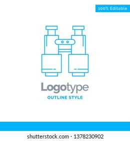 Blue Logo design for binoculars, find, search, explore, camping. Business Concept Brand Name Design and Place for Tagline. Creative Company Logo Template. Blue and Gray Color logo design 100% Editable