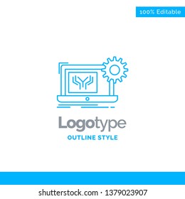 Blue Logo design for Blueprint, circuit, electronics, engineering, hardware. Business Concept Brand Name Design and Place for Tagline. Creative Company Logo Template. Blue and Gray Color logo design 1