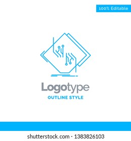 Blue Logo design for Board, chip, circuit, network, electronic. Business Concept Brand Name Design and Place for Tagline. Creative Company Logo Template. Blue and Gray Color logo design 100% Editable 