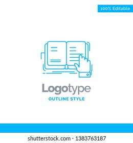 Blue Logo design for book, lesson, study, literature, reading. Business Concept Brand Name Design and Place for Tagline. Creative Company Logo Template. Blue and Gray Color logo design 100% Editable T