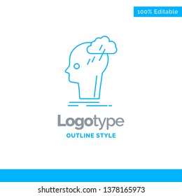 Blue Logo design for Brainstorm, creative, head, idea, thinking. Business Concept Brand Name Design and Place for Tagline. Creative Company Logo Template. Blue and Gray Color logo design 100% Editable