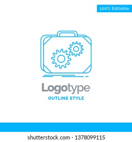 Blue Logo design for Briefcase, case, production, progress, work. Business Concept Brand Name Design and Place for Tagline. Creative Company Logo Template. Blue and Gray Color logo design 100% Editabl