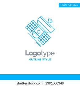 Blue Logo design for Broadcast, broadcasting, communication, satellite, telecommunication. Business Concept Brand Name Design and Place for Tagline. Creative Company Logo Template. Blue and Gray Color