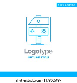 Blue Logo design for Build, craft, develop, developer, game. Business Concept Brand Name Design and Place for Tagline. Creative Company Logo Template. Blue and Gray Color logo design 100% Editable Tem