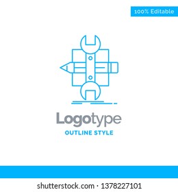 Blue Logo design for Build, design, develop, sketch, tools. Business Concept Brand Name Design and Place for Tagline. Creative Company Logo Template. Blue and Gray Color logo design 100% Editable Temp